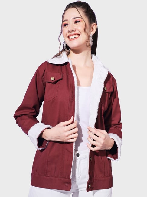 BUYNEWTREND Maroon Regular Fit Jacket