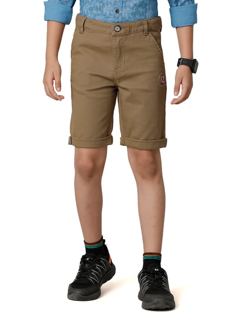 Under Fourteen Only Kids Khaki Solid Shorts