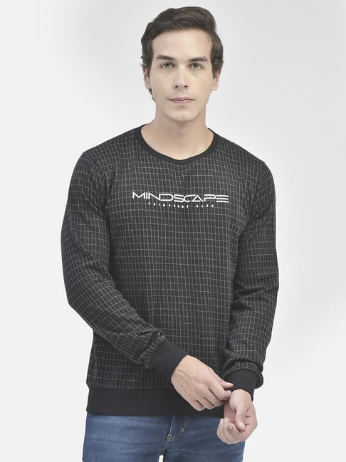 Crimsoune Club Black Regular Fit Checks Sweatshirt-picture-28
