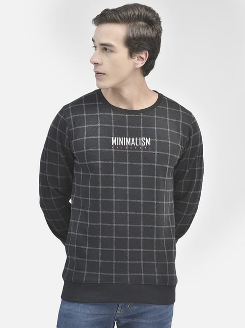 Crimsoune Club Black Regular Fit Checks Sweatshirt-picture-27
