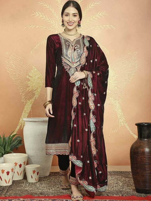Buy Fancy Velvet Unstitched Dress Material for Women Online In India At  Discounted Prices