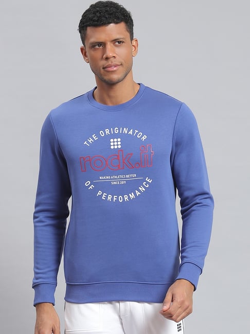 Rock.it Blue Regular Fit Printed Sweatshirt