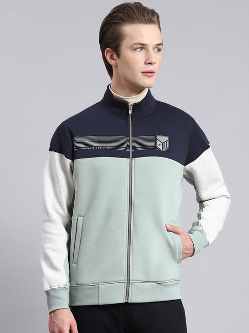 Monte Carlo Green & Black Regular Fit Colour Block Sweatshirt-picture-20