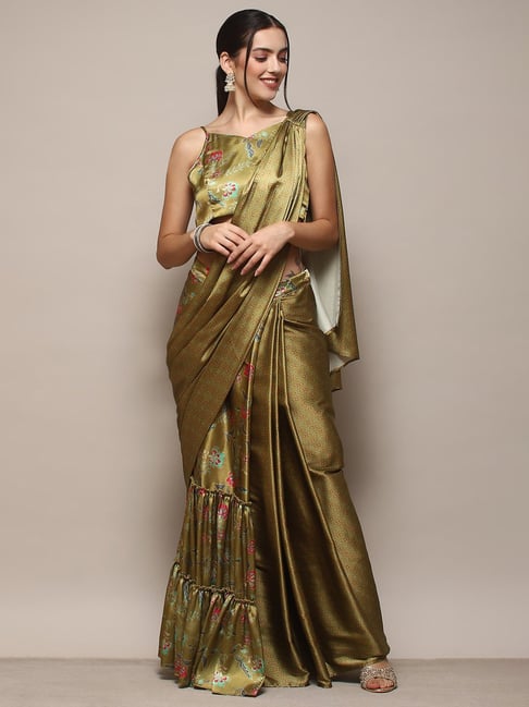 Buy Mitera Mustard & Golden Solid Gotta Patti Ready To Wear Saree - Sarees  for Women 15480388 | Myntra