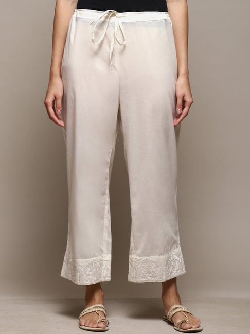 Biba Off-White Embroidered Pants - Main Image