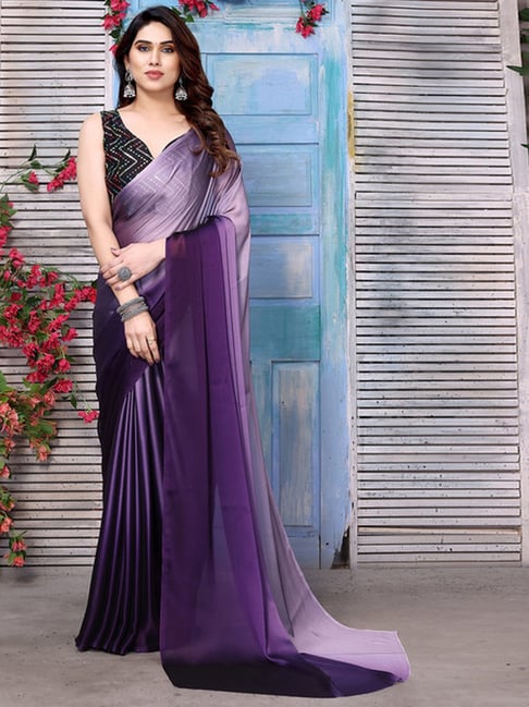 Buy Tyler Deep Purple Satin One Minute Saree Online – ONE MINUTE SAREE INDIA