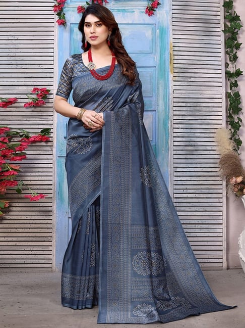 Kimora Cloud Grey South Silk Saree – Kimora Fashion Pvt Ltd