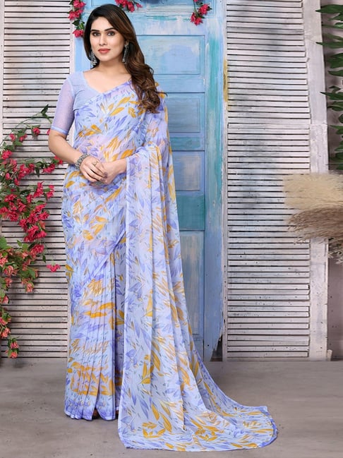 Lavender Floral Printed Saree | Lashkaraa