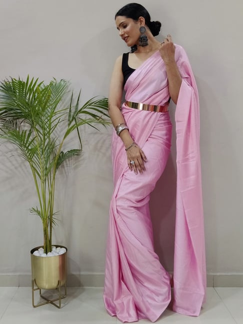 Woven Art Silk Saree in Light Pink : SELA1129