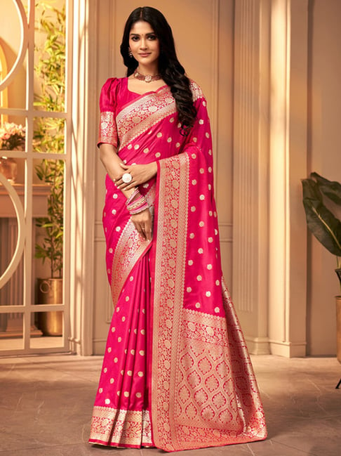Buy Baby Pink Viscose with Golden Smoke Fabric Saree Online