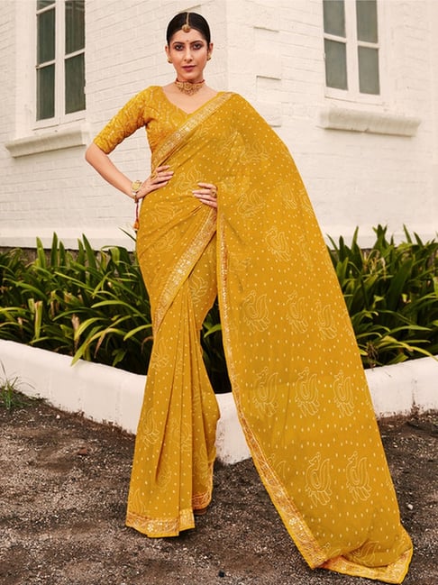 Buy DhNiK CREATION Soft Dola Silk Leheriya Printed Saree with Stunning  Jacquard Border for Women (YELLOW) Online at Best Prices in India - JioMart.