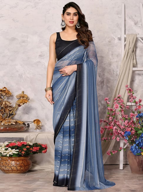 Buy Satin Silk Crepe Saree With Stitched Blouse - Mohmanthan Royal Online  at Best Price | Distacart