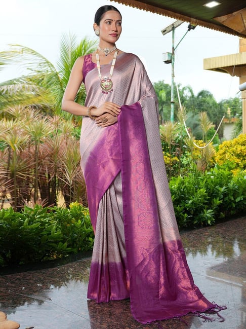 Light Purple Traditional Designer Silk Saree