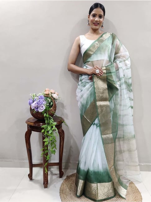 Buy Akhilam Women Silk Blend White Woven Design Designer Saree With  Unstitched Blouse Piece online