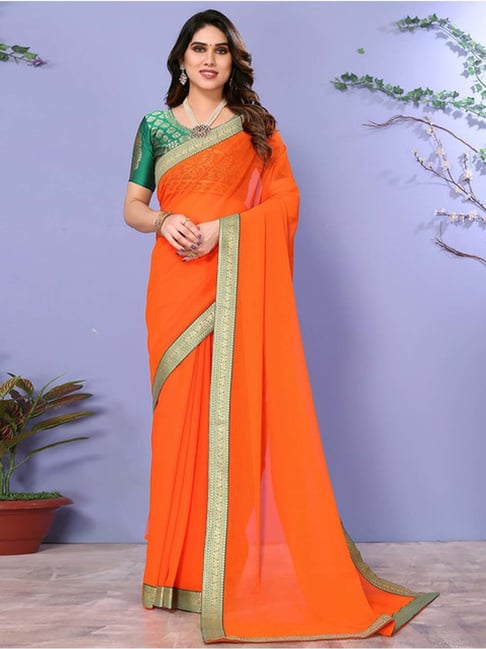 Tricks to Style Your Plain Sarees with Contrasting Blouses • Keep Me  Stylish | Plain saree, Orange saree, Contrast blouse