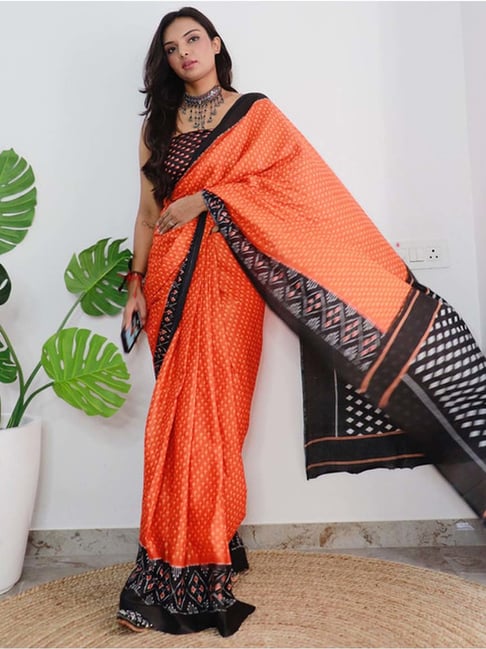 Yahvi Linen Saree (Rust Orange) – SAMA by Rakhi