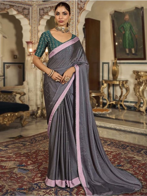 Grey Kanchipuram Silk Saree In Zari Woven Border 5345SR09