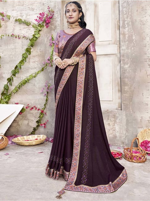 Buy silkwear Women Purple Solid Satin Bollywood Saree with Unstitched Blouse  Online at Best Prices in India - JioMart.