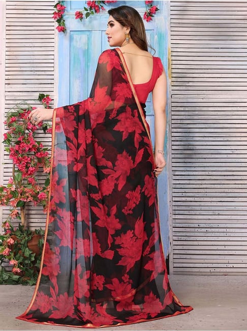 Red N Black Color Party Wear Saree For Girls – TheDesignerSaree