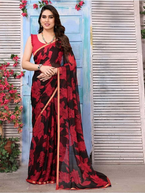 Buy Sareez House Women Red Floral Print Georgette Bollywood Saree (Rs-Kanch- Red) Online at Best Prices in India - JioMart.