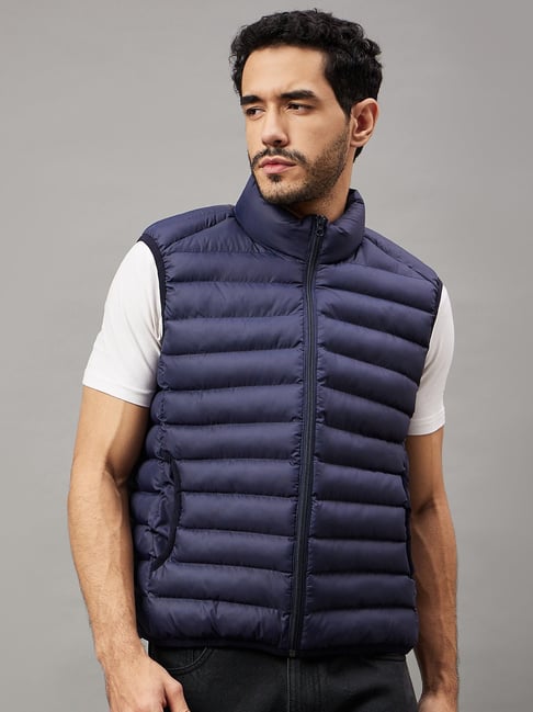 Club York Navy Blue Regular Fit Quilted Quilted Jacket