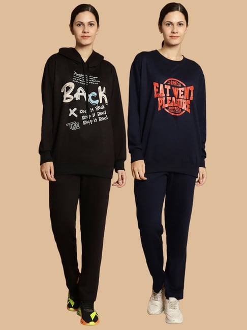 Vimal Jonney Black & Navy Printed Tracksuit - Pack Of 2-picture-40