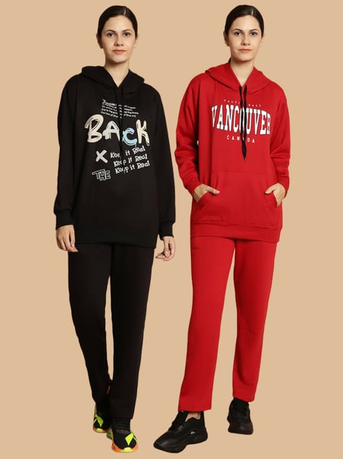 Vimal Jonney Black & Maroon Printed Tracksuit - Pack Of 2-picture-10