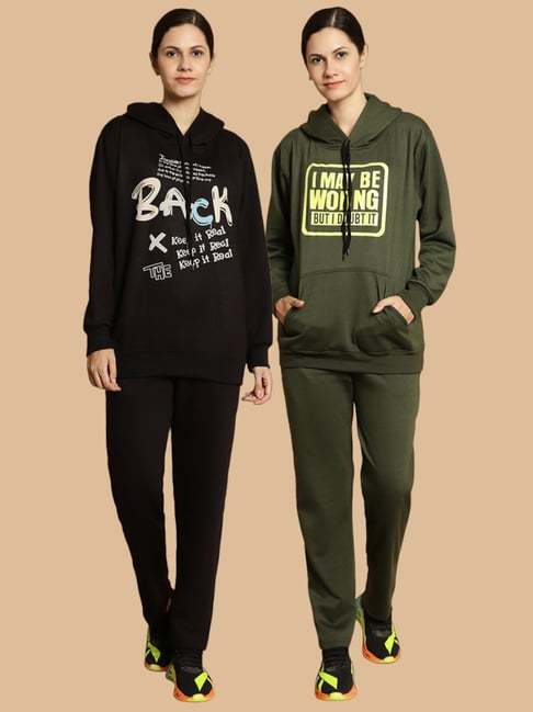 Vimal Jonney Black & Green Printed Tracksuit - Pack Of 2