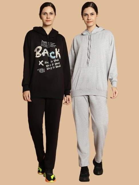 Vimal Jonney Black & Grey Printed Tracksuit - Pack Of 2