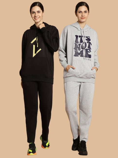 Vimal Jonney Black & Grey Printed Tracksuit - Pack Of 2