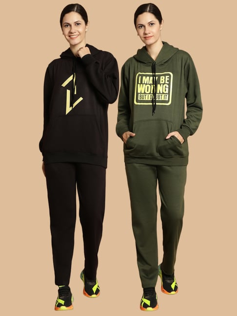 Vimal Jonney Black & Green Printed Tracksuit - Pack Of 2