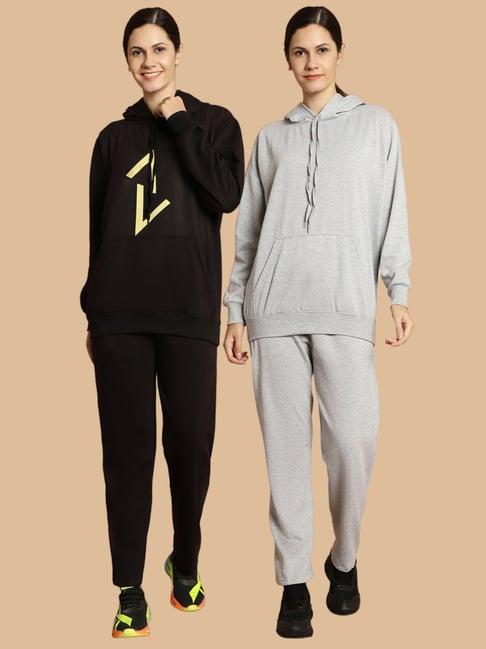 Vimal Jonney Black & Grey Printed Tracksuit - Pack Of 2