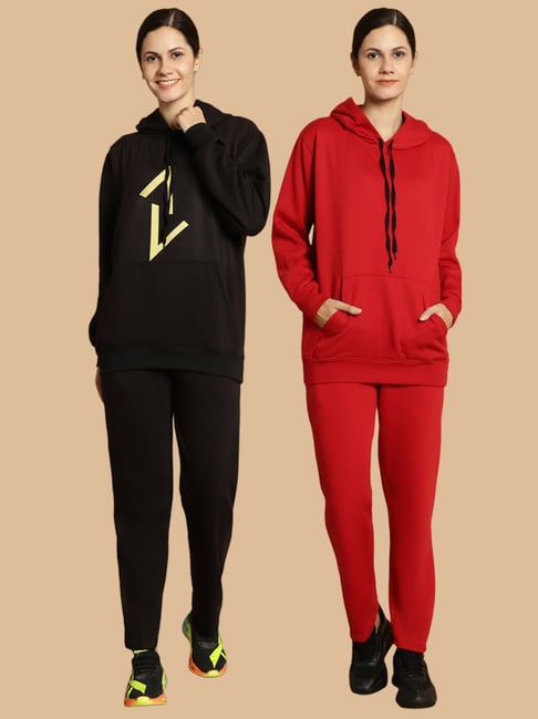 Vimal Jonney Black & Maroon Printed Tracksuit - Pack Of 2-picture-28