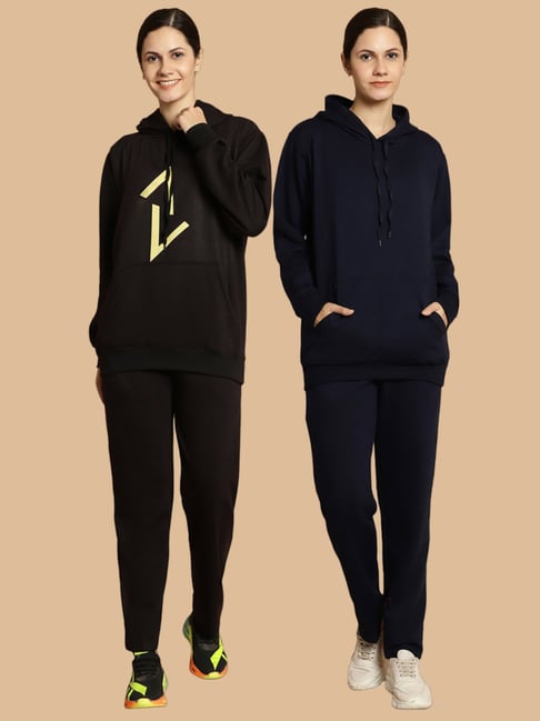 Vimal Jonney Black & Navy Printed Tracksuit - Pack Of 2