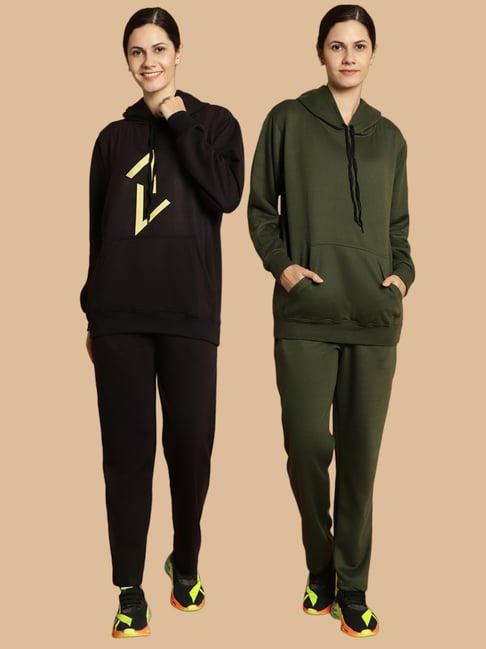 Vimal Jonney Black & Green Printed Tracksuit - Pack Of 2