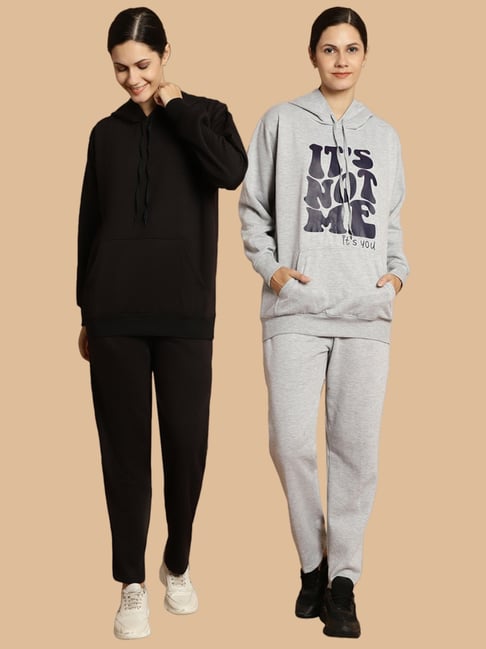 Vimal Jonney Black & Grey Printed Tracksuit - Pack Of 2