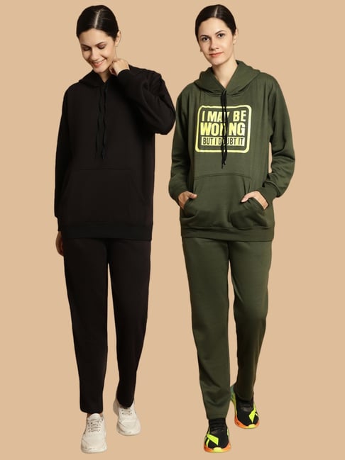 Vimal Jonney Black & Green Printed Tracksuit - Pack Of 2