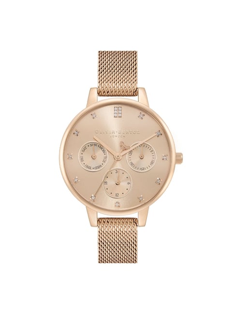 Wonderland 30mm Rose Gold & Pink Leather Strap Watch | Olivia Burton London