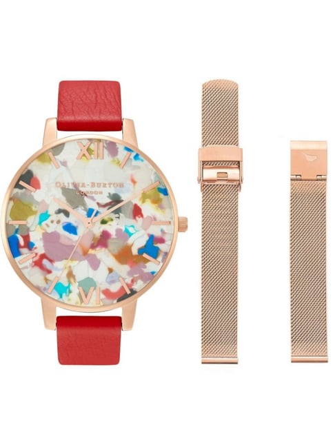 Olivia Burton OBGSET152 Pop Art Analog Watch for Women With Interchangeable  Strap