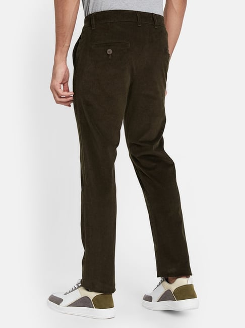 Octave Men Khaki-Coloured Solid Cotton Track Pants