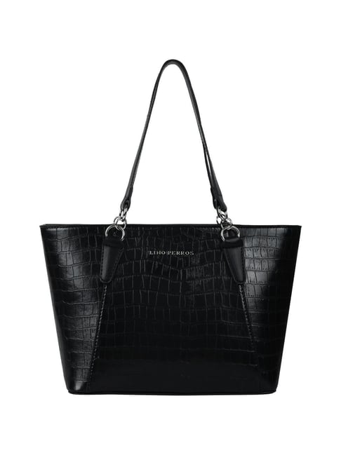 Buy SOLID BLACK GEOMETRICAL SUEDE TOTE BAG for Women Online in India