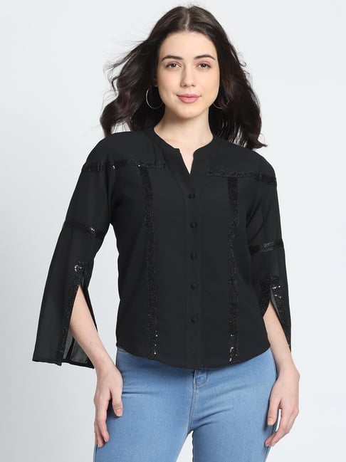SHAYE Black Embellished Shirt-picture-27