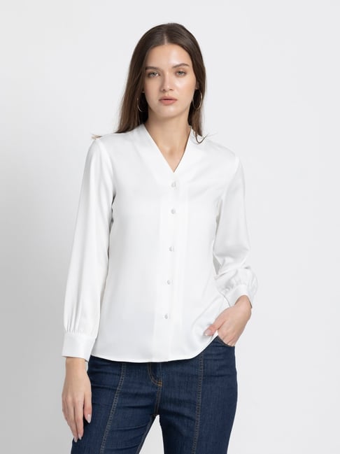 SHAYE White Regular Fit Shirt