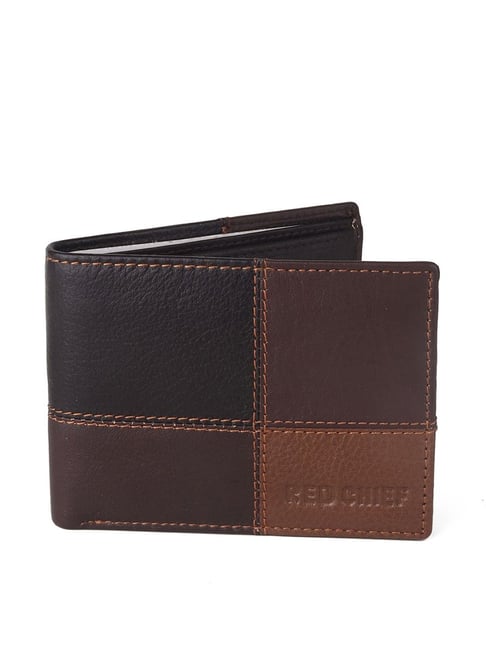 Red Chief Brown Leather Color Block Bi-Fold Wallet