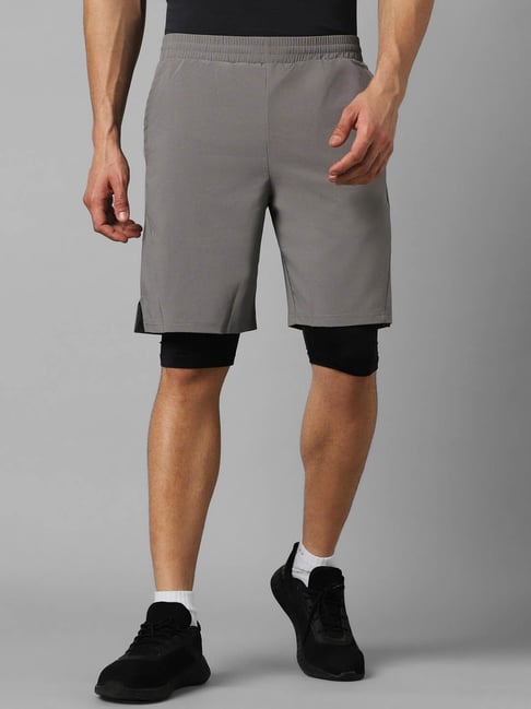 Louis Philippe Grey Slim Fit Shorts