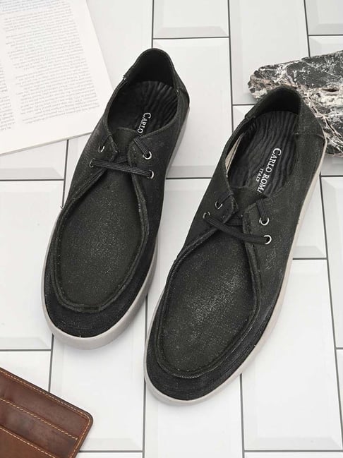 Carlo Romano Men's Black Derby Shoes-picture-21