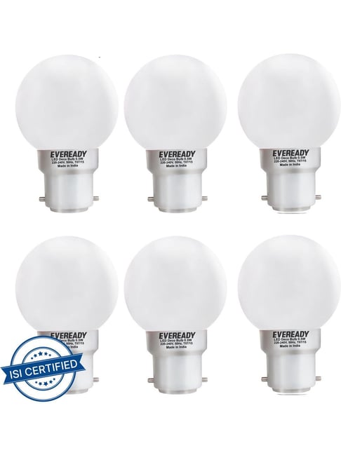 Eveready 0.5 W Standard B22 LED Bulb Pack of 6 White