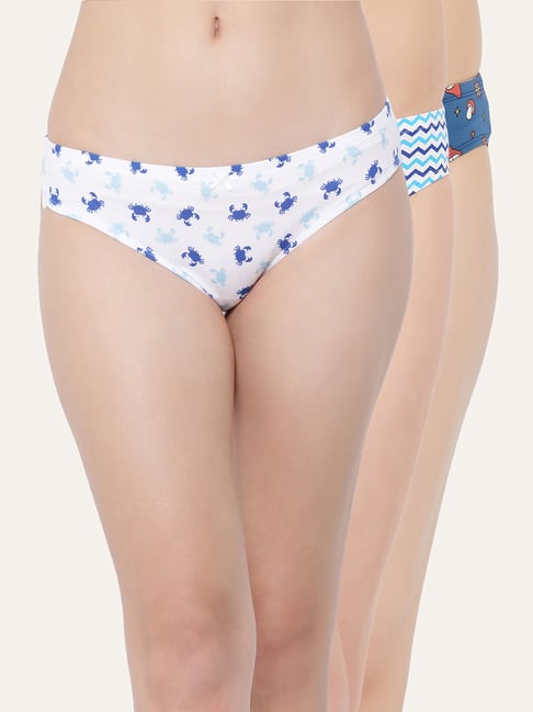 Clovia Multicolor Printed Bikini Panty - Pack of 3