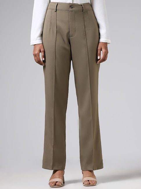 WES Formals by Westside Light Khaki Carrot Fit Trousers - Price History-thunohoangphong.vn