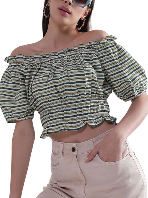 Elle Green Striped Crop Top-picture-10